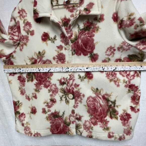 Blair Women's Floral Fleece Jacket - Front Button - Size 2XL - Picture 7 of 10